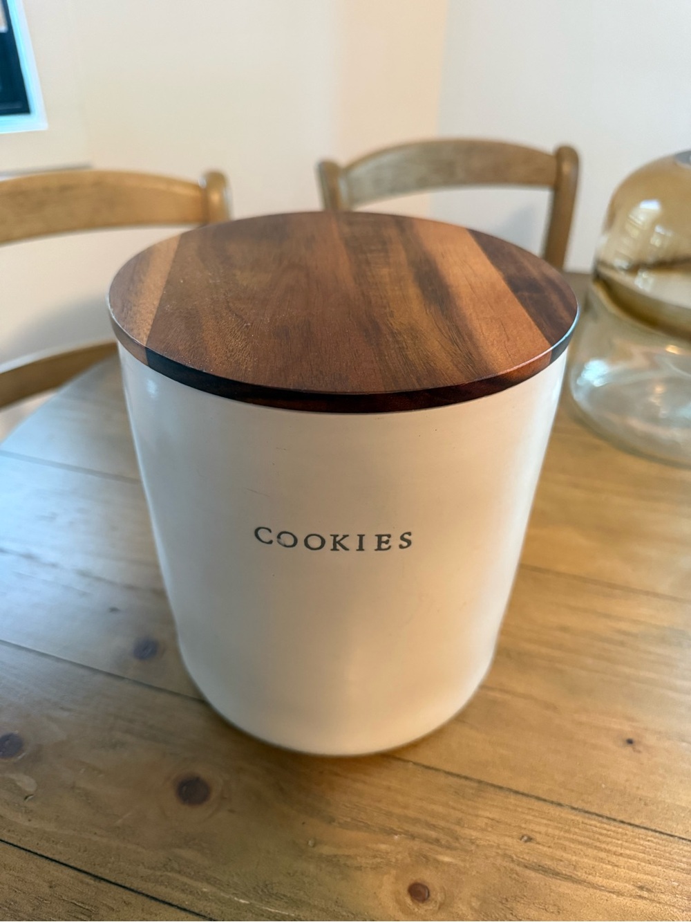 Hearth & Hand Cookie Jar with Wood-Tone Lid Cream
